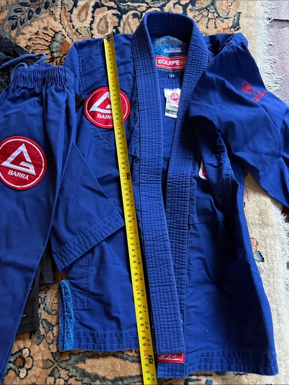 Gracie barra y4 Black Rash Guard with Blue Gi Shorts